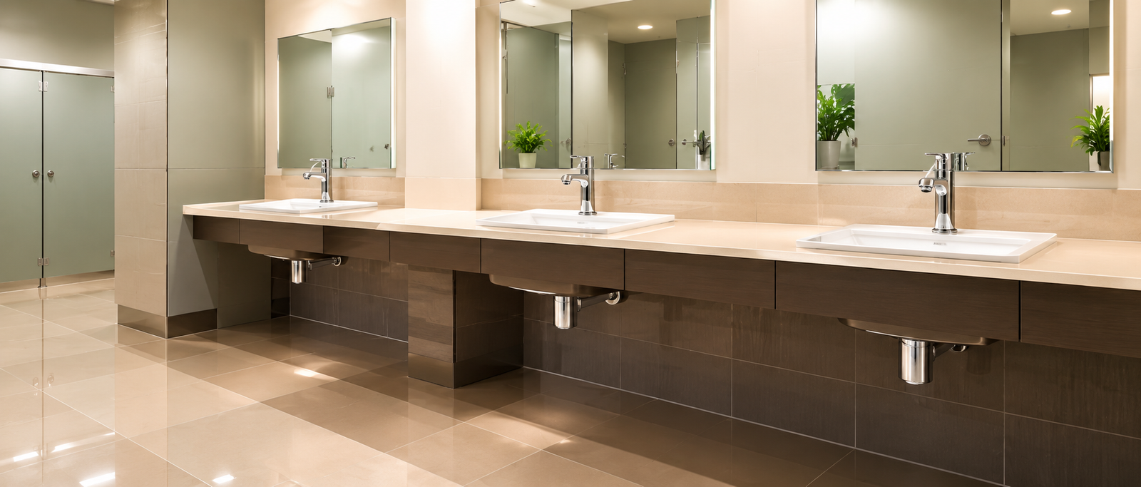 Clean commercial restroom